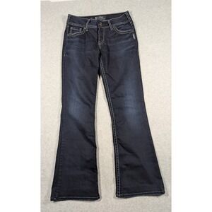 Silver Women Jeans‎ 27x28 Suki Boot Thick Stitch Dark Wash Mid Rise